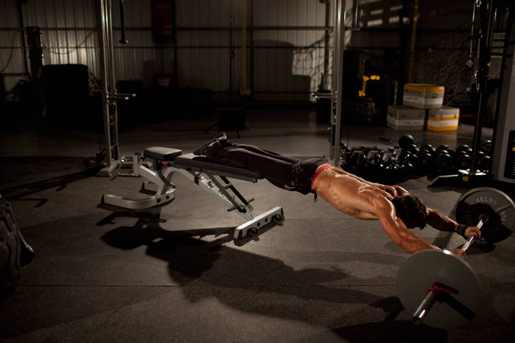 Barbell Rollout from Bench variant 2