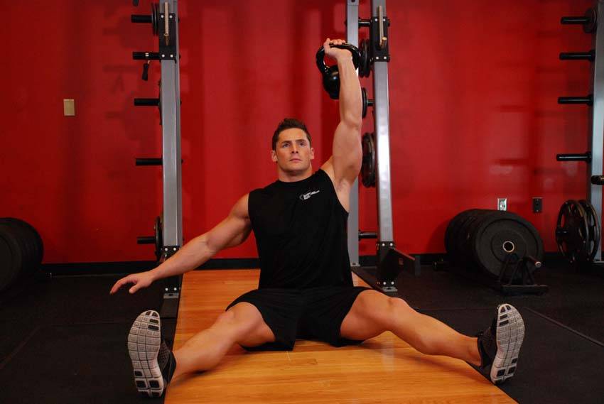 Kettlebell Seated Press variant 2