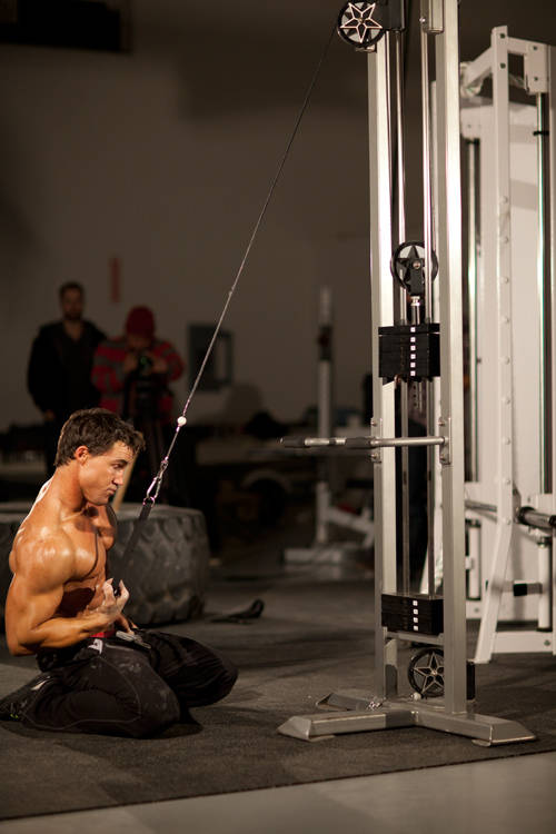 Kneeling Single-Arm High Pulley Row variant 2