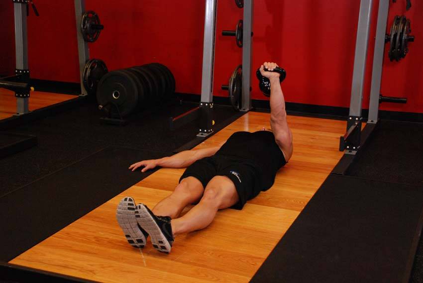 One-Arm Kettlebell Floor Press variant 2