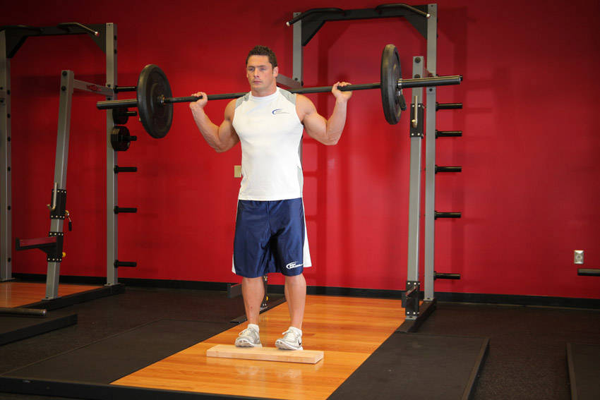 Standing Barbell Calf Raise variant 2